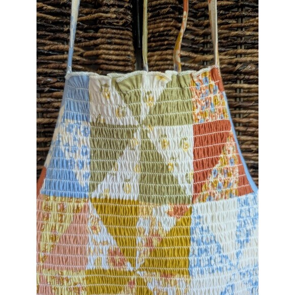 NWT Billabong Halter Smocked Patchwork Quilt Print Ruffle Women's Small Cottage - Picture 2 of 10